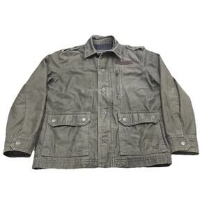 American Eagle Y2K Field Jacket Green Military Chore Men's Medium Distressed